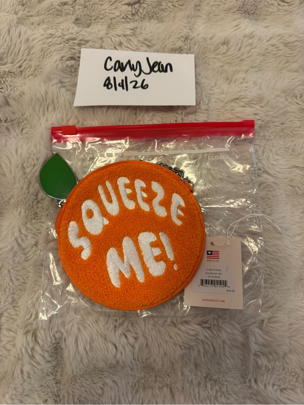 Harveys Orange 'Squeeze Me!' Round Coin Purse